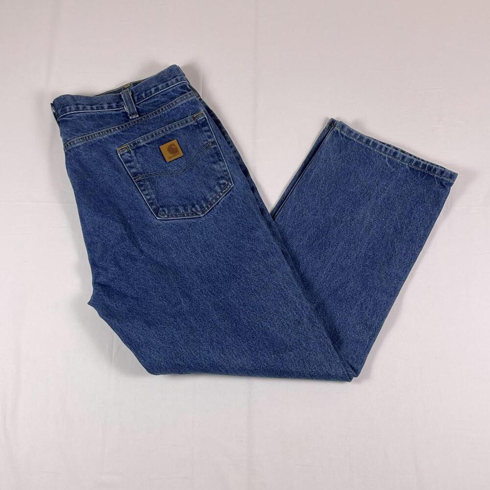 Carhartt B480 Relaxed Fit Jeans | Medium Stonewash 5-Pocket Workwear Denim Leath